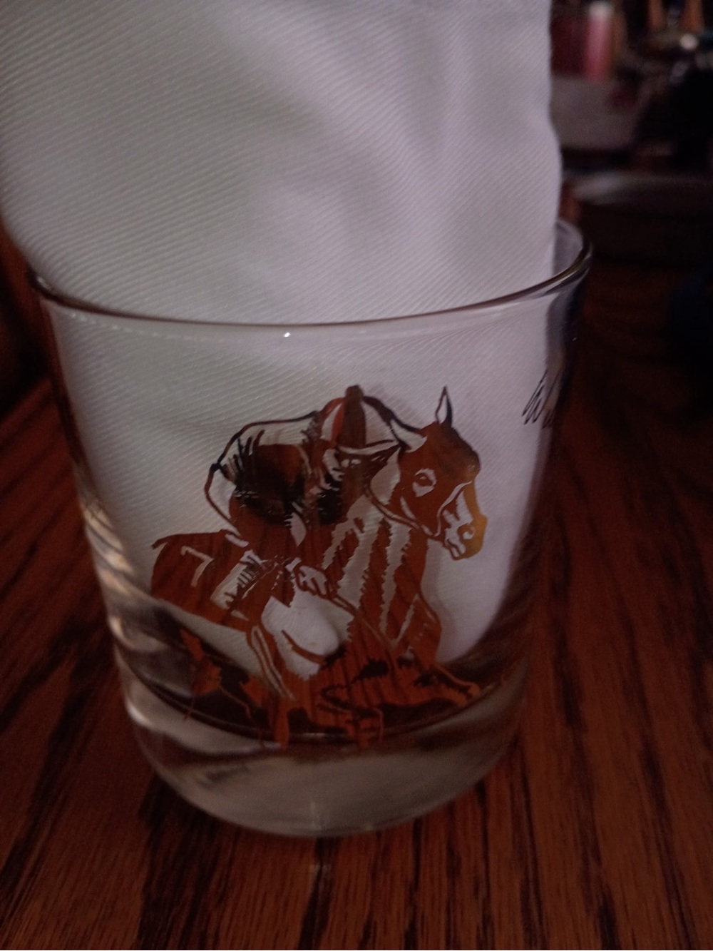 Vintage Horse Racing Glass with Jockey Graphic
